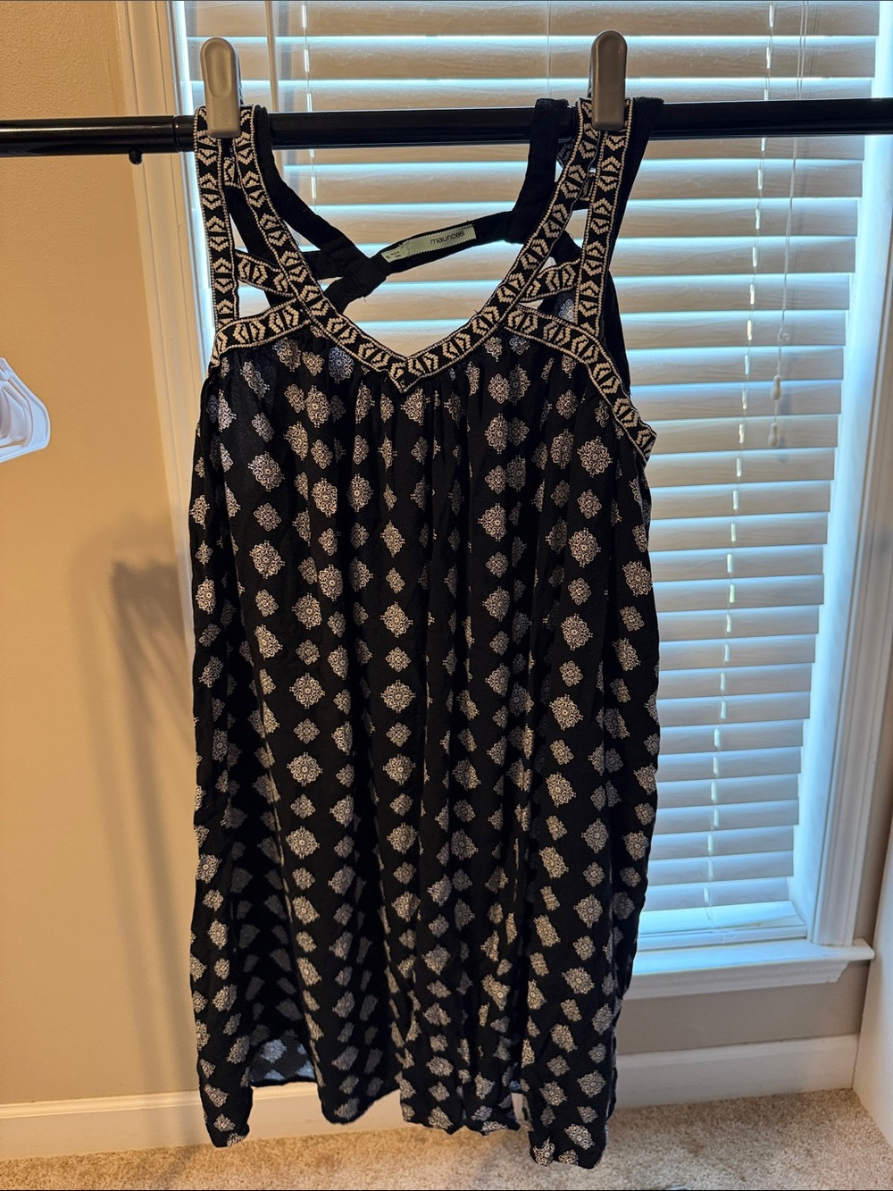 Maurices Black and White Printed Sleeveless Mini Dress